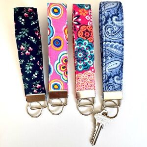 SET OF 4 Keychain Wristlet Set, Fabric Handmade Keychain Wristlet